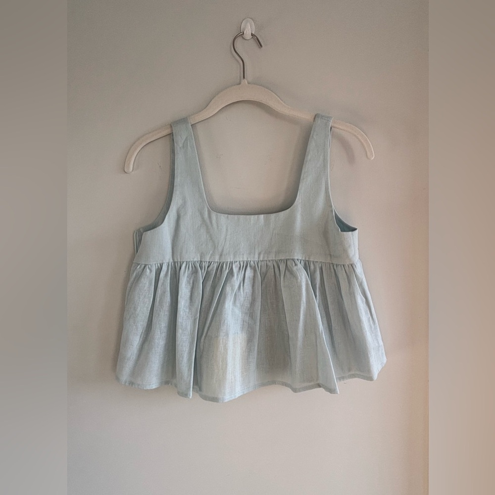 Charlie Holiday / linen set / top-size: (XS) / bottom-size: (S) color: baby blue - Picture 7 of 10